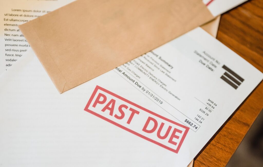 Past Due Bills on a table